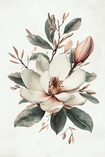 复古风手绘玉兰花插画