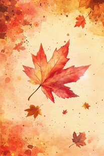 水彩绘秋枫叶烂漫