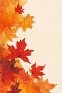 秋日枫叶水彩画背景图
