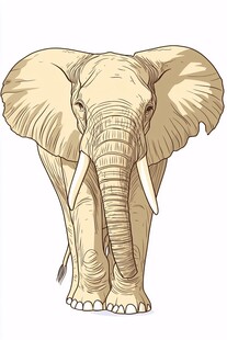 站立的大象插画形象
