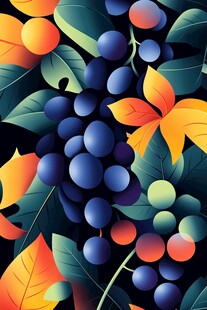 缤纷果叶插画 色彩盛宴
