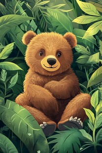 丛林中的可爱小熊