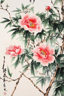 国画牡丹绽放图