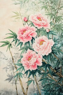 牡丹翠竹图