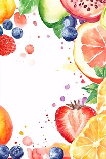 水彩绘缤纷水果边框