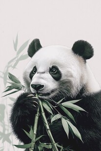 熊猫悠然享食翠绿鲜竹