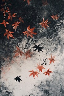 水墨枫叶图 秋意尽显