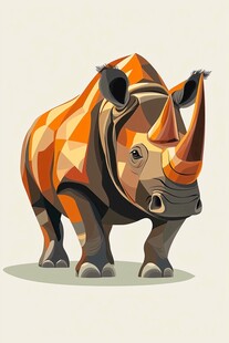 几何风格犀牛插画