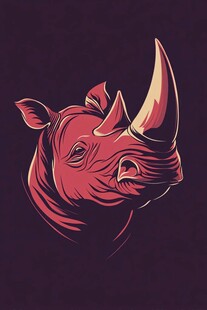 红色犀牛头像插画设计