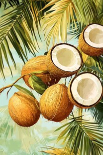 椰树硕果 热带风情之景