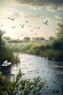 湿地飞鸟 自然诗意之景