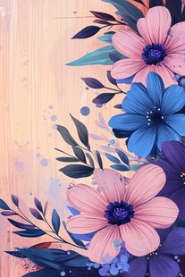 梦幻花卉插画 柔美色彩