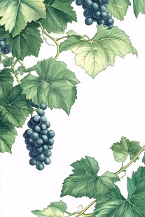 葡萄藤叶插画