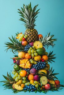 缤纷水果堆成的创意果塔