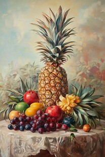 油画中的缤纷水果组合