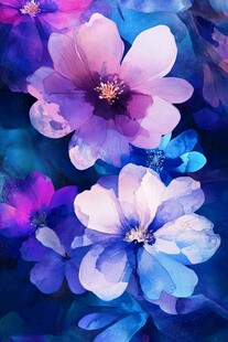 梦幻水彩花卉艺术图景