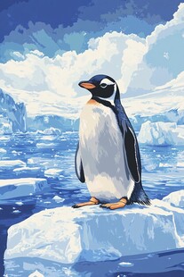 冰上企鹅的极地风光