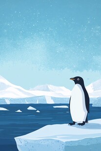 冰原上的孤独企鹅