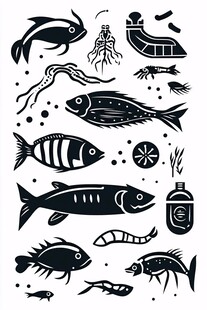 海洋生物剪影图案集合