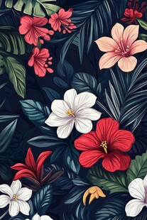 热带花卉图案背景设计