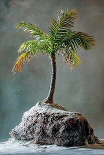 孤石上的迷你棕榈树