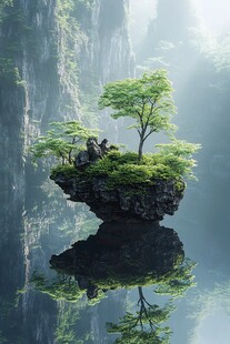 悬浮绿岛 奇幻山水景致