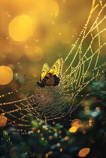 蝶栖蛛网 金色梦幻时刻