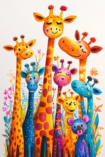 多彩长颈鹿与萌鼠欢乐同框