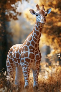 森林中的可爱小长颈鹿