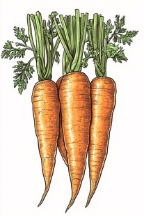 三根鲜胡萝卜插画图