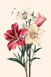 多彩百合花插画