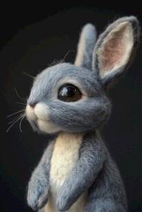 可爱毛毡灰兔摆件