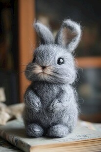 毛毡小灰兔 萌态十足