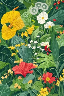 缤纷花卉绿植繁茂景象