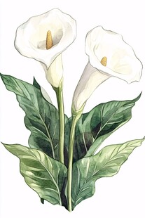 优雅白色马蹄莲插画