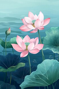 夏日绽放的美丽荷花