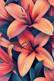 艳丽百合花插画艺术之美