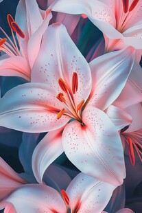 梦幻粉色百合花特写