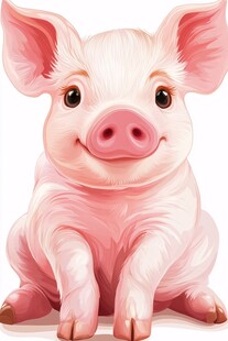 可爱粉色小猪插画