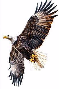 展翅翱翔的白头海雕