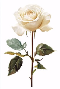 单枝白玫瑰特写