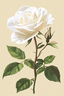 洁白优雅白玫瑰插画