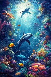 梦幻海底世界中的灵动生物