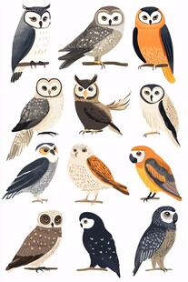 多样猫头鹰插画集合