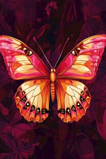 梦幻炫彩蝴蝶于神秘花丛中