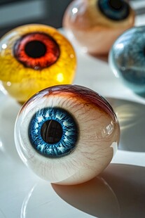 逼真玻璃眼球工艺品展示