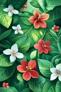 绚丽花叶间的多彩花卉世界