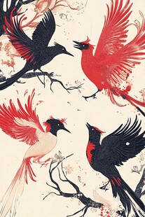 四色飞鸟绘 灵动自然风