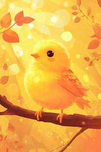 金黄小鸟栖于秋日枝头