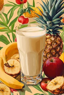 水果奶昔与新鲜水果组合